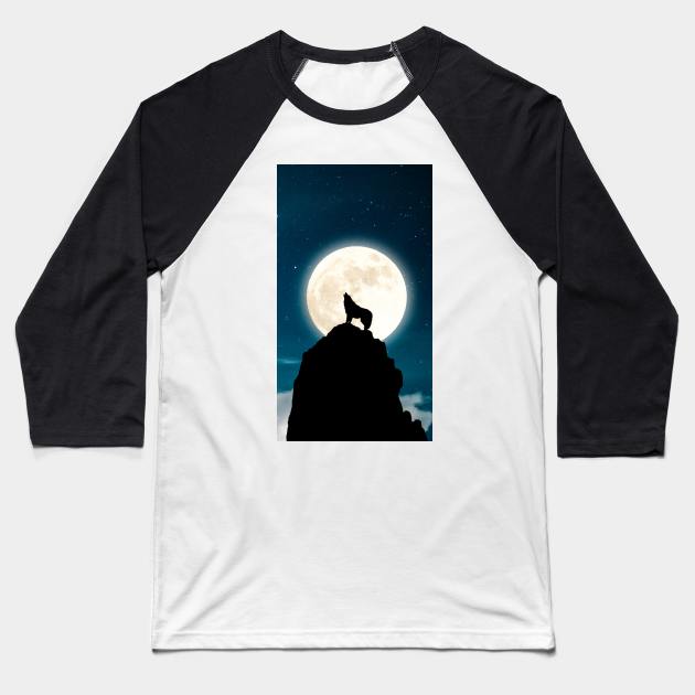 Moon Howl Baseball T-Shirt by sherifarts